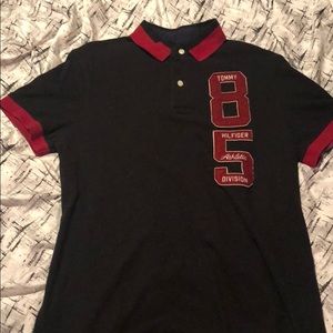 Tommy Hilfiger Black and Red Polo Men’s Medium